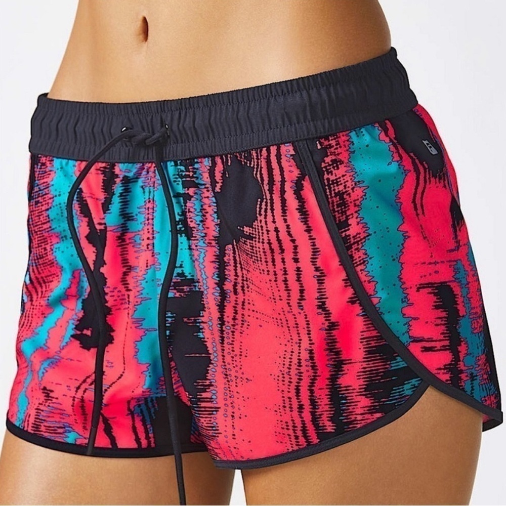 Fabletics running athletic shorts. Size Medium pink/black colorful design